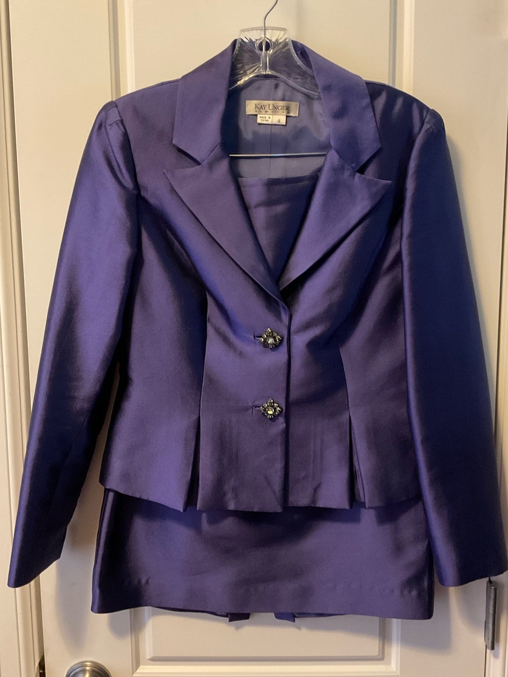 Vintage Kay Unger Purple Satin Skirt Suit Set - 4